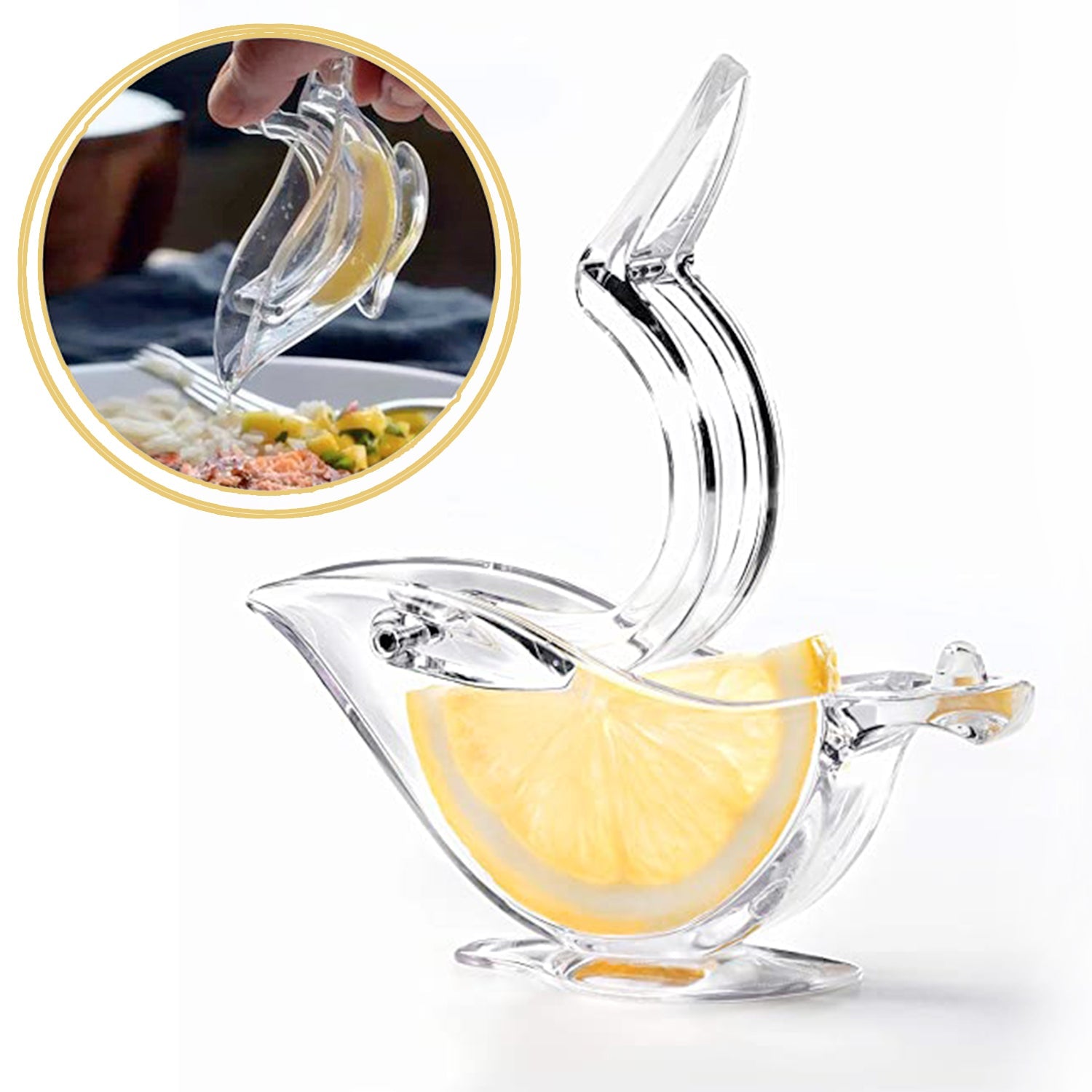 5345 Manual Lemon Slice Squeezer, Portable Transparent Fruit Juicer, Orange Citrus Manual Bird Shape Hand Juicer for Orange Lemon Lime,for Kitchen (Card Packing) 